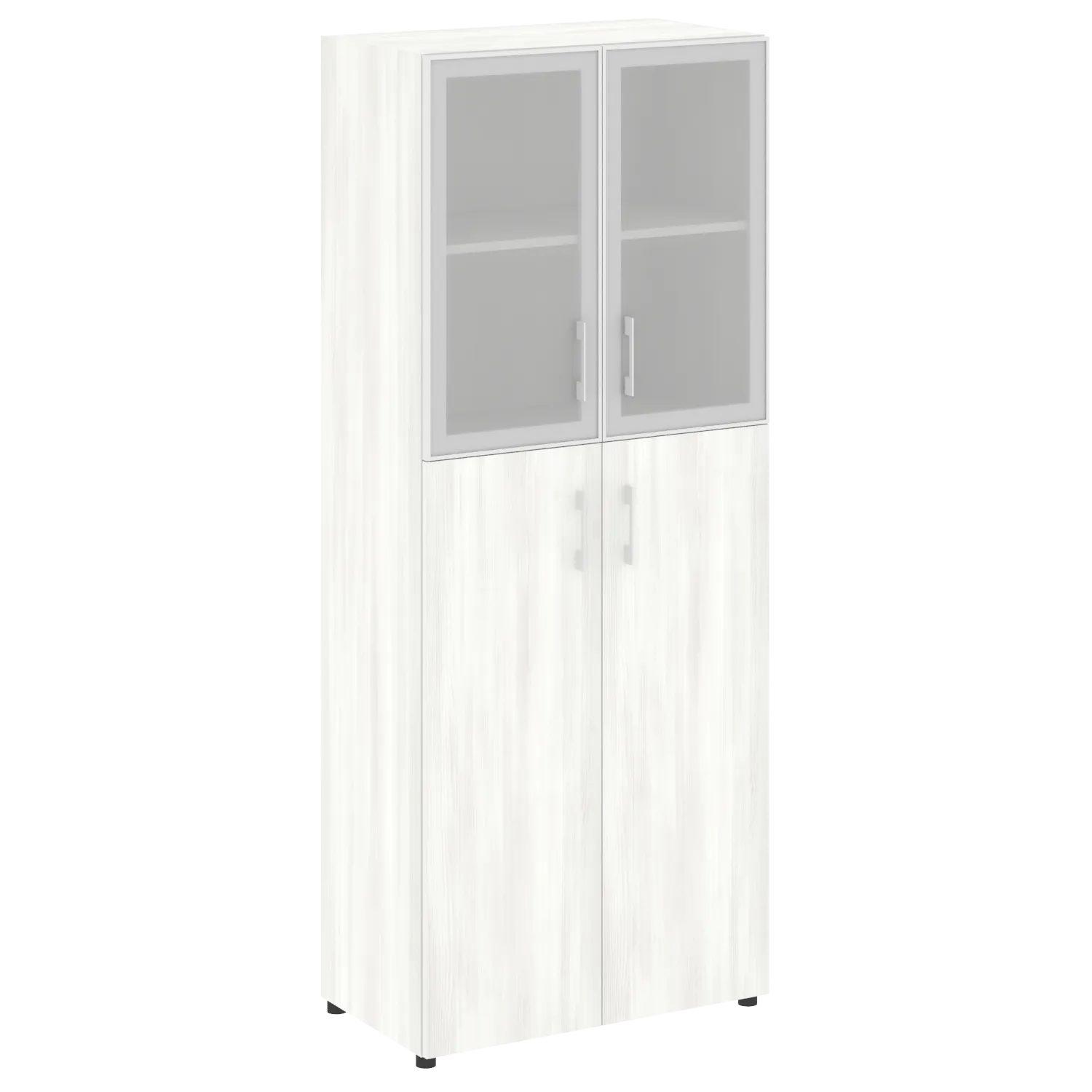 Шкаф высокий широкий (2 средних фасада ЛДСП + 2 низких фасада стекло в раме) Yalta LT.ST-1.7 R снежная патина